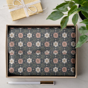 Balanced Contemporary Floral Grid Tissue Paper