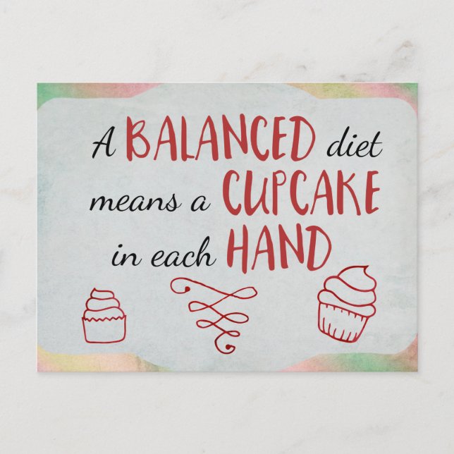 Balanced Diet Cupcake Theme Postcard (Front)