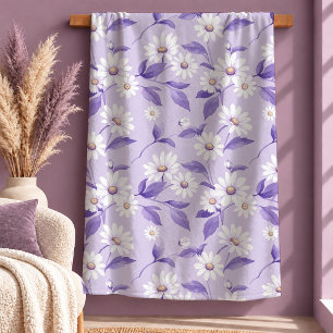 Balanced Elegant White Daisy Purple Blanket Gift