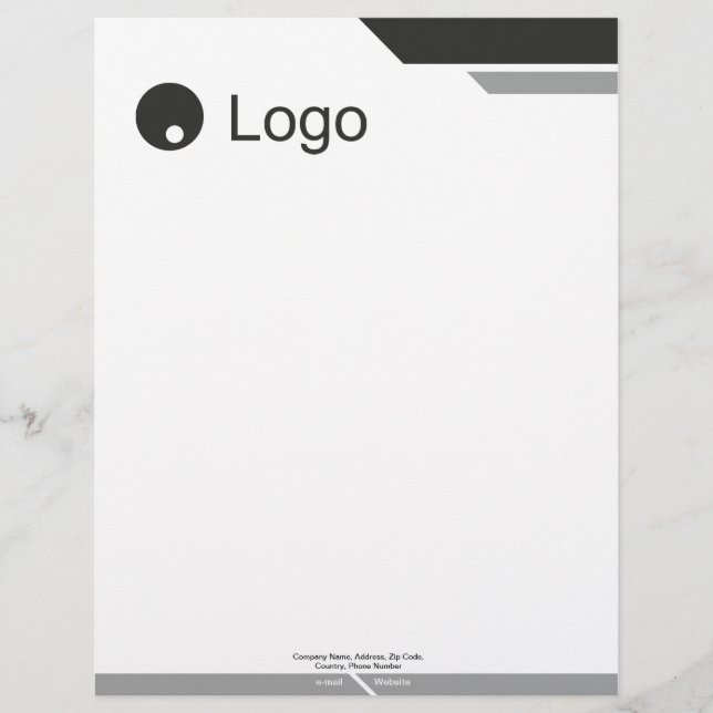 Balanced Grayscale Classic Dual Stripes Graphic Letterhead (Front)