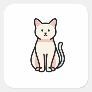 Balanced Minimal Cat – Modern Cute Illustration Square Sticker