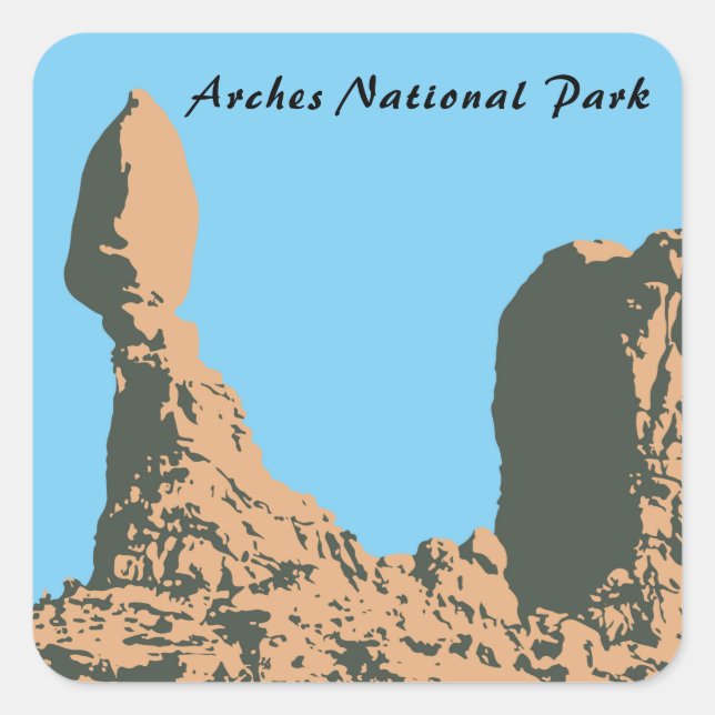 Balanced rock in Arches National Park- Utah, USA Square Sticker (Front)