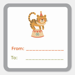 Balancing Circus Tiger Gift Label