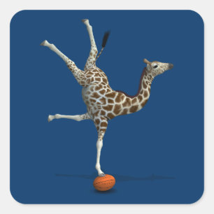 Balancing Giraffe Square Sticker