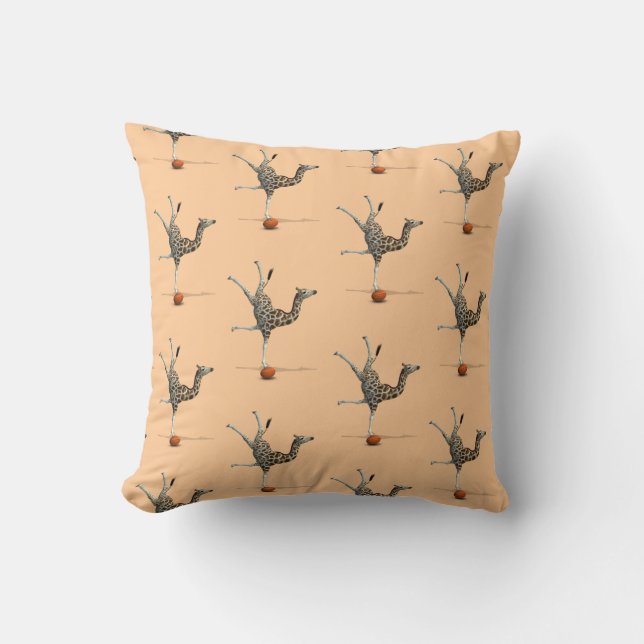 Balancing Giraffe Throw Pillow (Front)