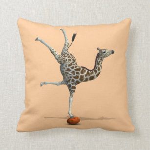 Balancing Giraffe Throw Pillow