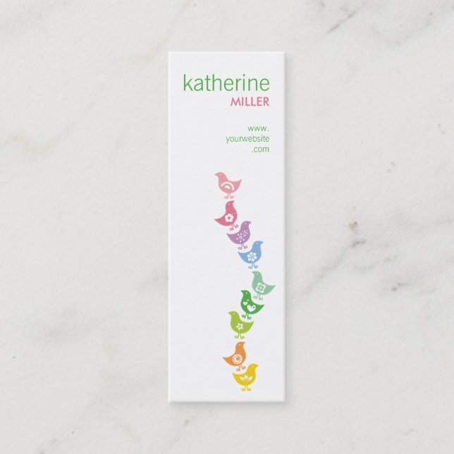 Balancing Retro Rainbow Chicks Whimsy Profile Card (Front)