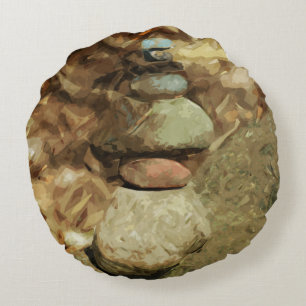 Balancing Rocks Abstract Impressionism Round Pillow