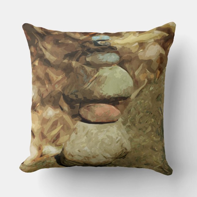 Balancing Rocks Abstract Impressionism Throw Pillow (Front)