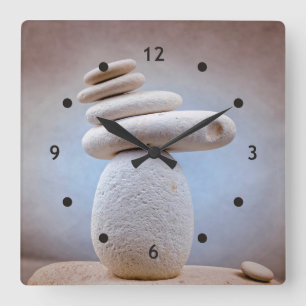 Balancing Stones Square + your ideas Wall Clock
