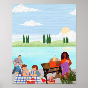 Balancing Work and Family by the Water Poster