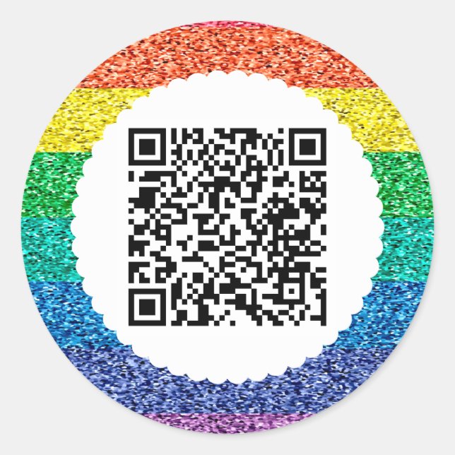 Balayage QR code rainbow Classic Round Sticker (Devant)