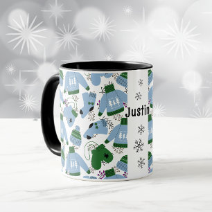 Balayeuses d'hiver nordiques et Mittens Blue Mug