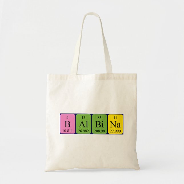 Balbina periodic table name tote bag (Front)