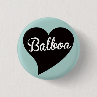 Balboa Black Heart Powder Blue 1 Inch Round Button