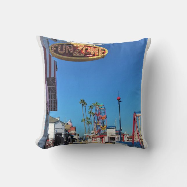 Balboa Fun Zone, Newport Beach, California Throw Pillow (Front)