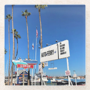 Balboa Island Ferry, Newport Beach, California Glass Coaster