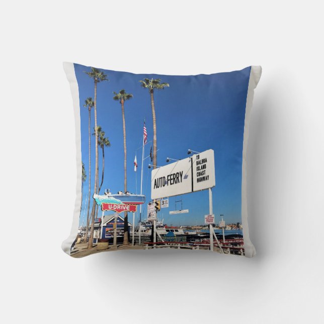 Balboa Island Ferry, Newport Beach, California Throw Pillow (Front)