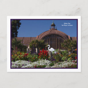 Balboa Park Botanical Building Egret Flowers Frame Postcard