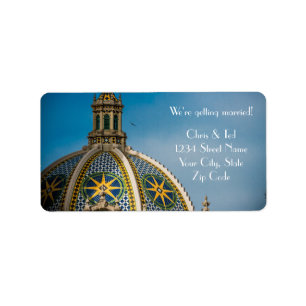 Balboa Park San Diego Mosaic Dome Wedding Label