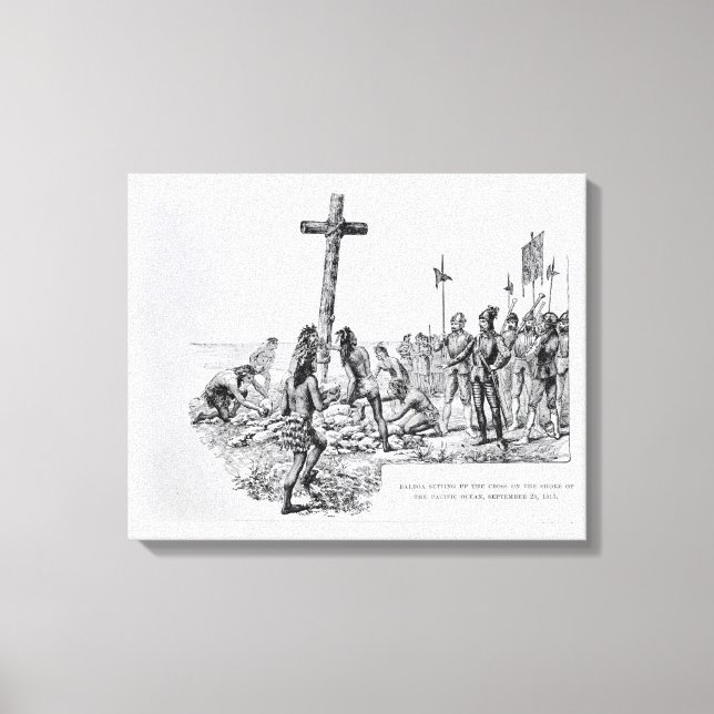 Balboa Setting up the Cross on the Shore Canvas Print (Front)