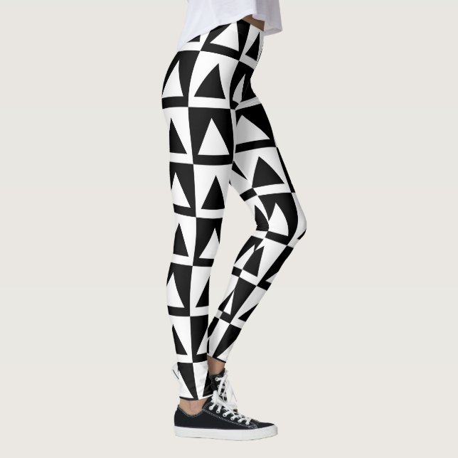 Balck and white triangle geometric retro leggings (Right)