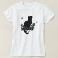 Balck Cat Vintage Flower Floral Dark Butterfly