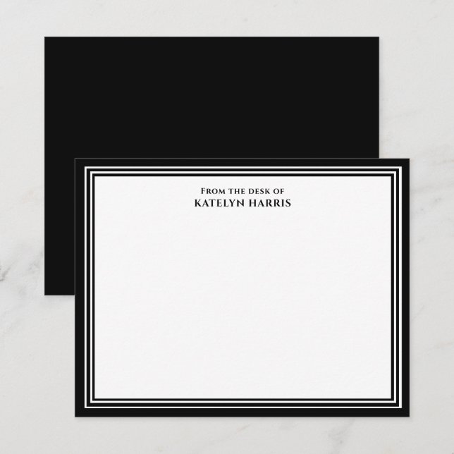 Balck White Triple Border From The Desk Of Flat Card (Front/Back)