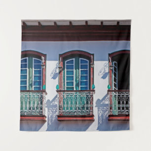 Balconies on facade in Diamantina, Minas Gerais, B Tapestry