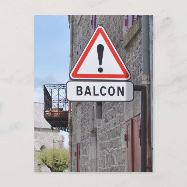 Balcony warning postcard (Front)