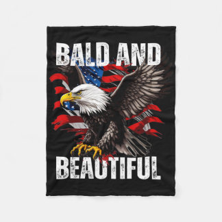 Bald And Beautiful July 4th Independence Day Ameri Fleece Blanket