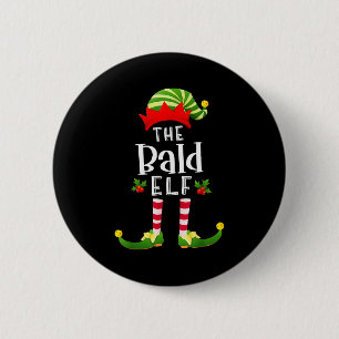 Bald Christmas Elf Matching Pajama X-mas Party  2 Inch Round Button
