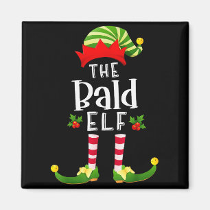 Bald Christmas Elf Matching Pajama X-mas Party  Magnet