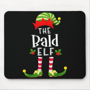 Bald Christmas Elf Matching Pajama X-mas Party  Mouse Pad