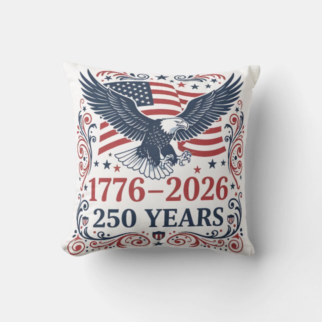 Bald Eagle 250 years of Freedom Throw Pillow (Front)