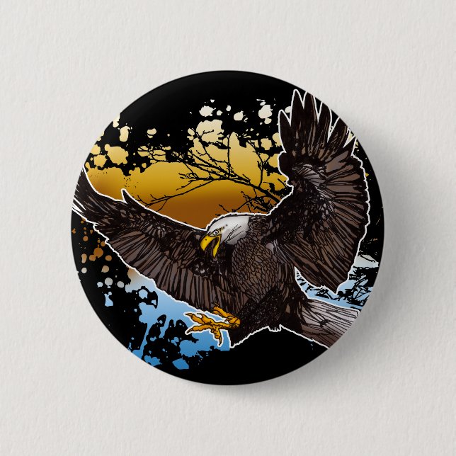 Bald Eagle 2 Inch Round Button (Front)