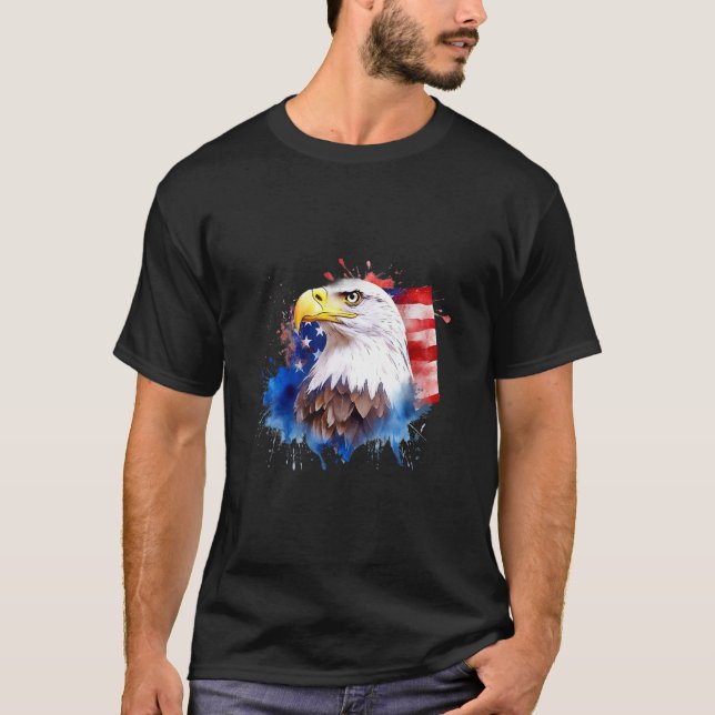 Bald Eagle 4th of July American Flag Country Tee (Front)