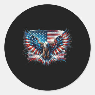 Bald Eagle 4th Of July American Flag Patriotic Fre Classic Round Sticker