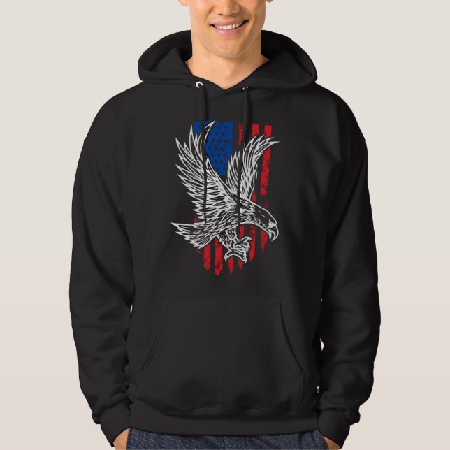 Bald Eagle 4th of July Christmas American Flag Cou Hoodie (Front)