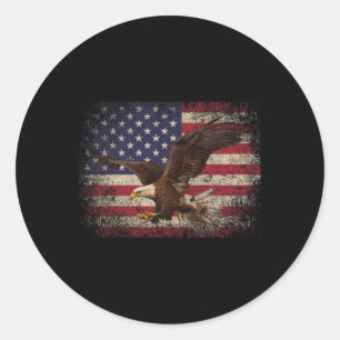 Bald Eagle 4th of July Christmas Gift American Fla Classic Round Sticker