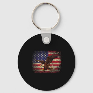 Bald Eagle 4th Of July Christmas Gift American Fla Keychain