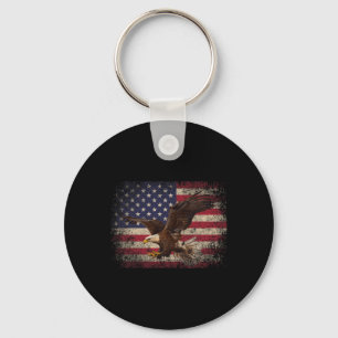 Bald Eagle 4th of July Christmas Gift American Fla Keychain
