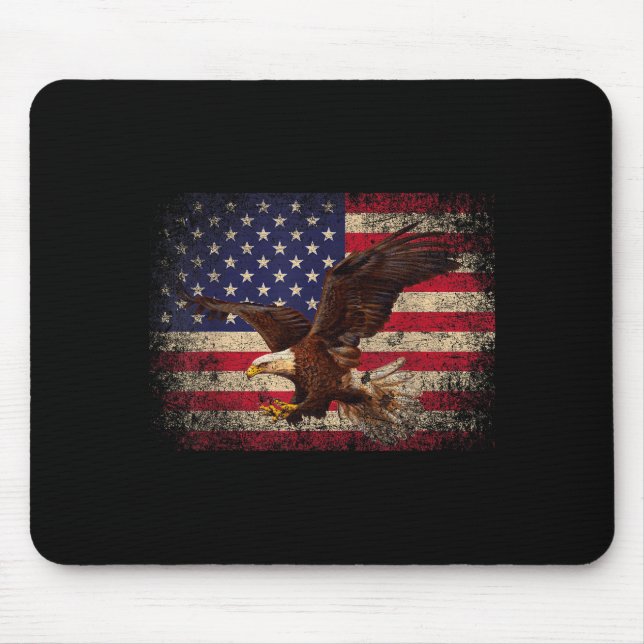 Bald Eagle 4th Of July Christmas Gift American Fla Mouse Pad (Front)