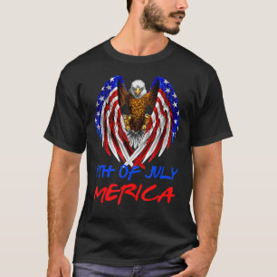 Bald Eagle 4th Of July Merica American Flag Patrio T-Shirt