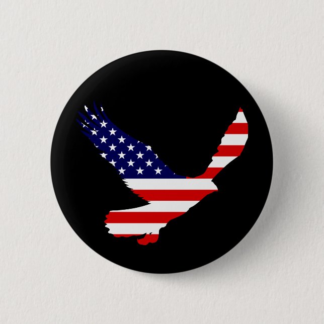 Bald Eagle American Flag 2 Inch Round Button (Front)
