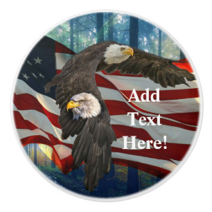 Bald Eagle American Flag Ceramic Knob