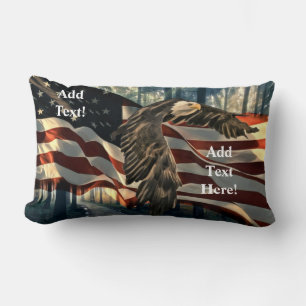 Bald Eagle American Flag Country Road Lumbar Pillo Pillow