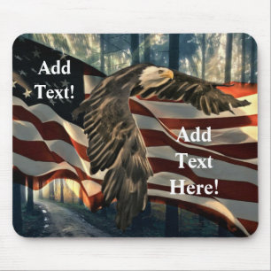 Bald Eagle American Flag Country Road Mouse Pad