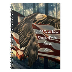 Bald Eagle American Flag Country Road Notebook