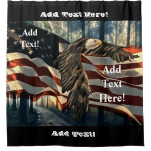 Bald Eagle American Flag Country Road Shower Curta